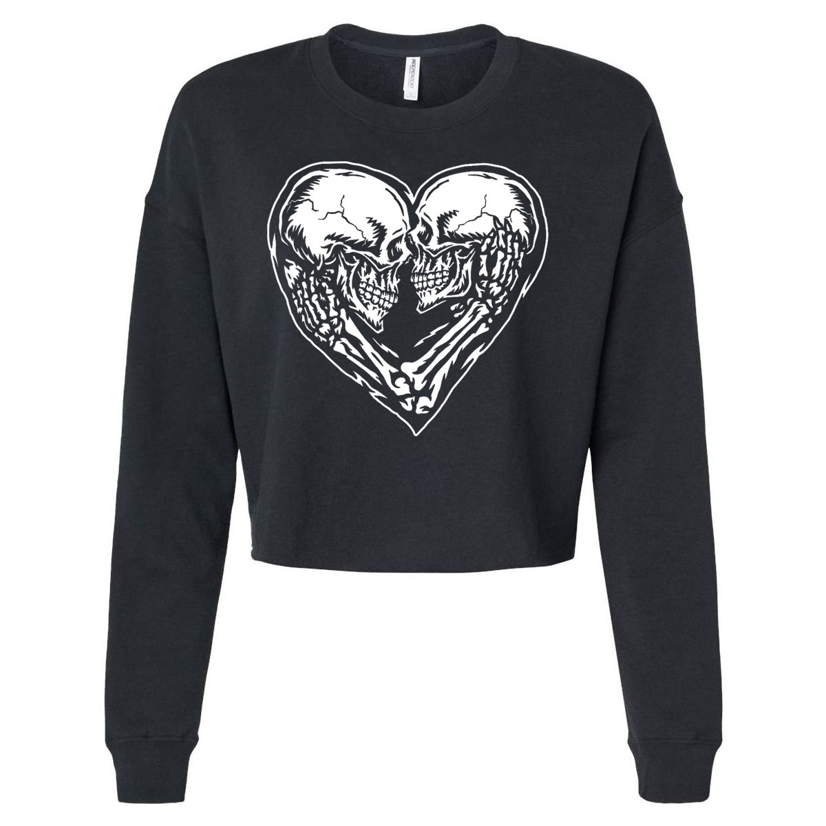 Skull Heart Love Cropped Pullover Crew