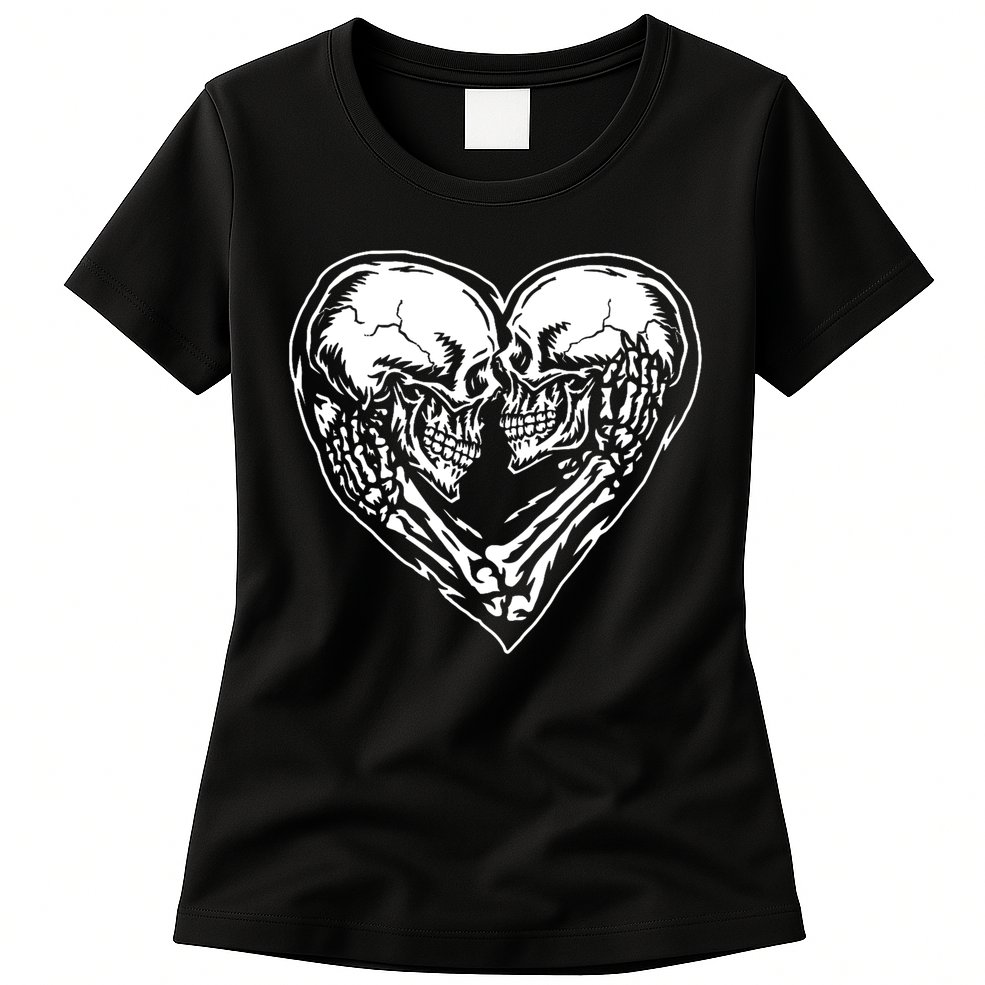 Skull Heart Love Womens T-Shirt