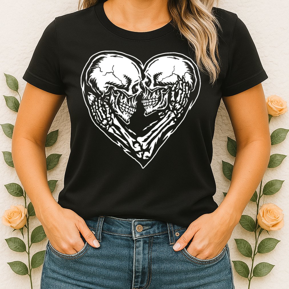 Skull Heart Love Womens T-Shirt