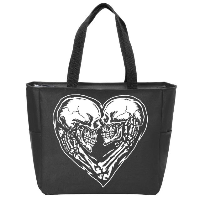 Skull Heart Love Zip Tote Bag