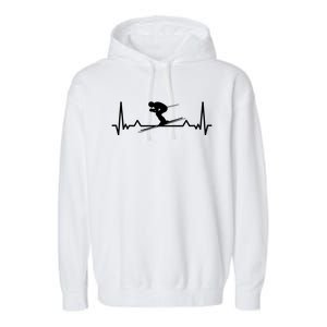 Skiing Heartbeat Line Funny Gift Funny Gift Garment-Dyed Fleece Hoodie