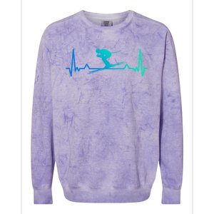 Skiing Heartbeat Line Funny Funny Gift Meaningful Gift Colorblast Crewneck Sweatshirt