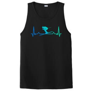 Skiing Heartbeat Line Funny Funny Gift Meaningful Gift PosiCharge Competitor Tank