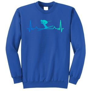 Skiing Heartbeat Line Funny Funny Gift Meaningful Gift Sweatshirt