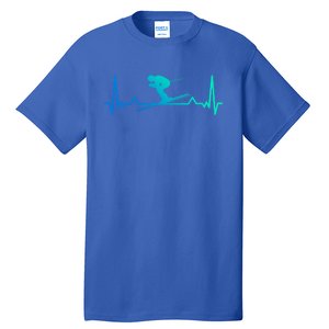 Skiing Heartbeat Line Funny Funny Gift Meaningful Gift Tall T-Shirt