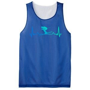 Skiing Heartbeat Line Funny Funny Gift Meaningful Gift Mesh Reversible Basketball Jersey Tank