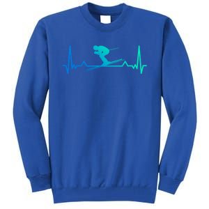 Skiing Heartbeat Line Funny Funny Gift Meaningful Gift Tall Sweatshirt