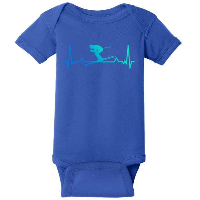 Skiing Heartbeat Line Funny Funny Gift Meaningful Gift Baby Bodysuit