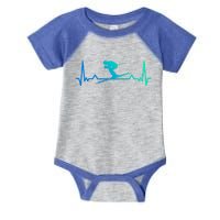 Skiing Heartbeat Line Funny Funny Gift Meaningful Gift Infant Baby Jersey Bodysuit