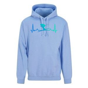 Skiing Heartbeat Line Funny Funny Gift Meaningful Gift Unisex Surf Hoodie