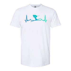 Skiing Heartbeat Line Funny Funny Gift Meaningful Gift Softstyle CVC T-Shirt