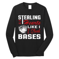 Stealing Hearts Like I Steal Bases Baseball Valentine's Day Long Sleeve Shirt