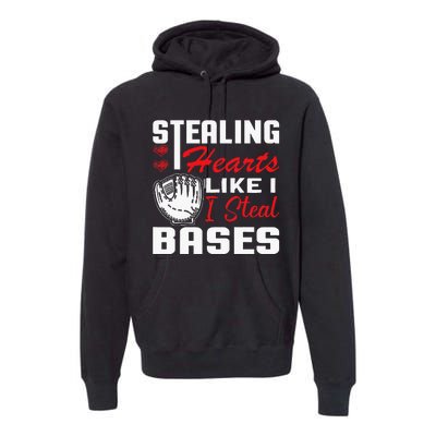 Stealing Hearts Like I Steal Bases Baseball Valentine's Day Premium Hoodie