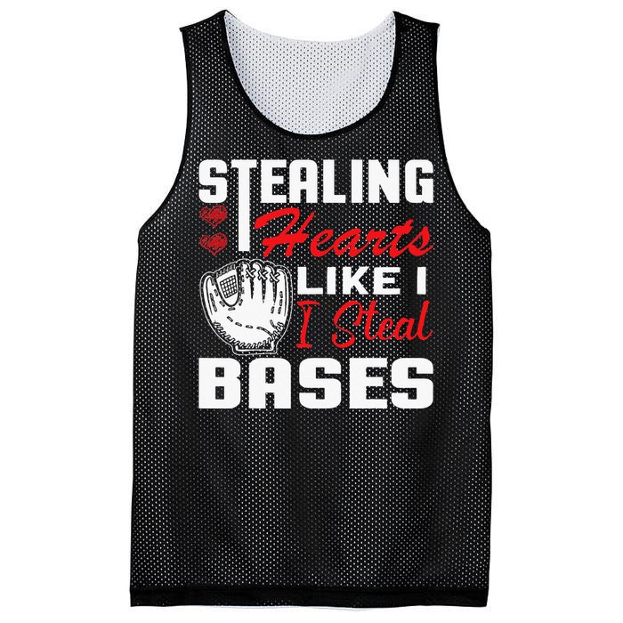 Stealing Hearts Like I Steal Bases Baseball Valentine's Day Mesh Reversible Basketball Jersey Tank