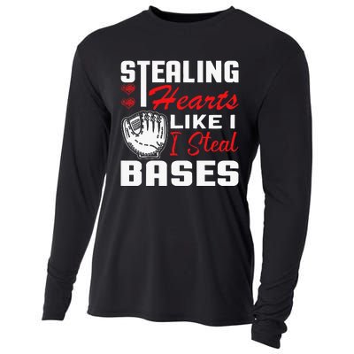 Stealing Hearts Like I Steal Bases Baseball Valentine's Day Cooling Performance Long Sleeve Crew