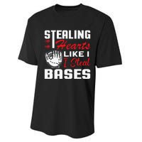 Stealing Hearts Like I Steal Bases Baseball Valentine's Day Performance Sprint T-Shirt