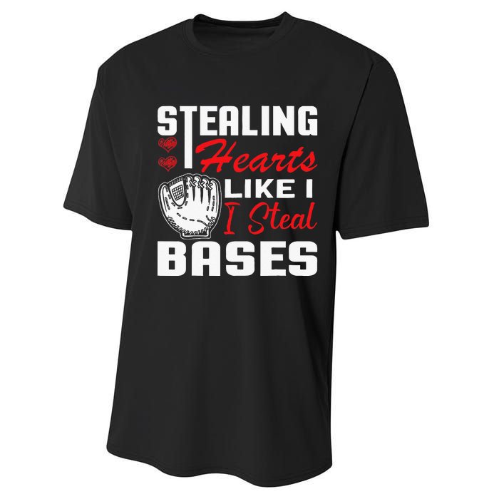 Stealing Hearts Like I Steal Bases Baseball Valentine's Day Performance Sprint T-Shirt