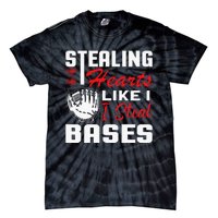 Stealing Hearts Like I Steal Bases Baseball Valentine's Day Tie-Dye T-Shirt