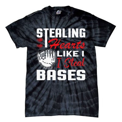 Stealing Hearts Like I Steal Bases Baseball Valentine's Day Tie-Dye T-Shirt