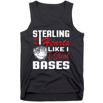 Stealing Hearts Like I Steal Bases Baseball Valentine's Day Tank Top