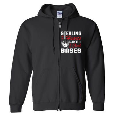 Stealing Hearts Like I Steal Bases Baseball Valentine's Day Full Zip Hoodie