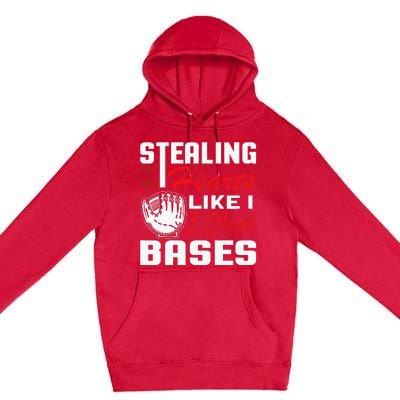 Stealing Hearts Like I Steal Bases Baseball Valentine's Day Premium Pullover Hoodie