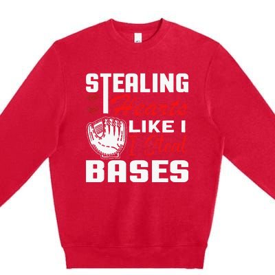 Stealing Hearts Like I Steal Bases Baseball Valentine's Day Premium Crewneck Sweatshirt