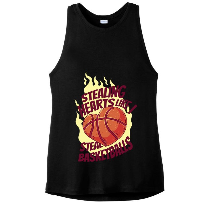 Stealing Hearts Like I Steal Basketballs Ladies PosiCharge Tri-Blend Wicking Tank