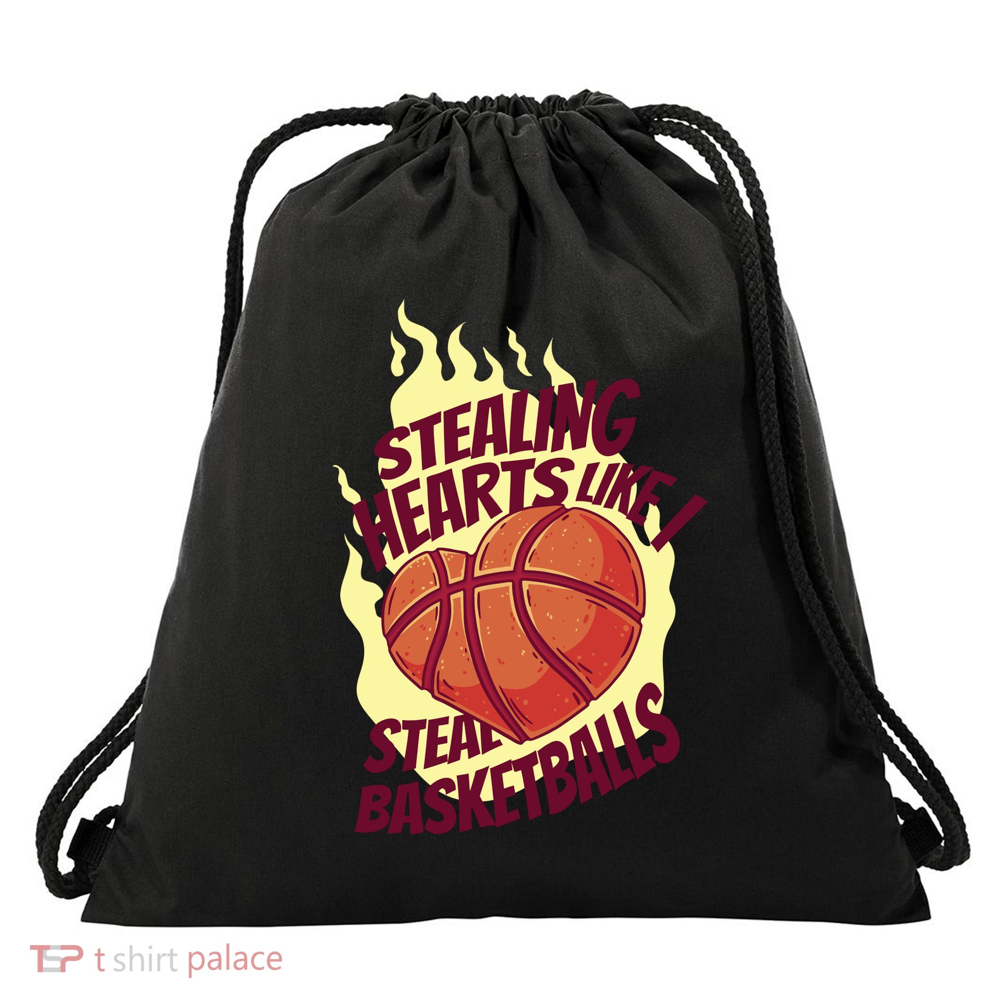 Stealing Hearts Like I Steal Basketballs Drawstring Bag