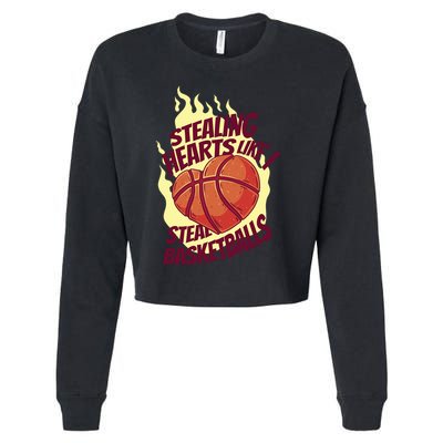 Stealing Hearts Like I Steal Basketballs Cropped Pullover Crew
