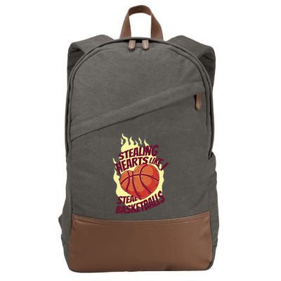 Stealing Hearts Like I Steal Basketballs Cotton Canvas Backpack