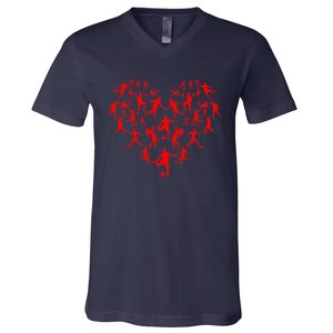 Soccer Heart Love Valentines Day V-Neck T-Shirt