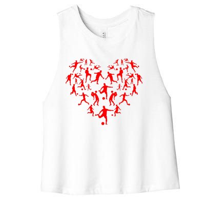 Soccer Heart Love Valentines Day Women's Racerback Cropped Tank