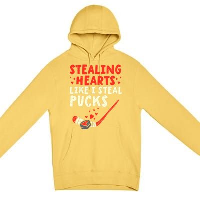 Stealing Heart Like I Steal Pucks Valentines Day Hockey Premium Pullover Hoodie