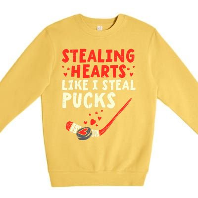 Stealing Heart Like I Steal Pucks Valentines Day Hockey Premium Crewneck Sweatshirt