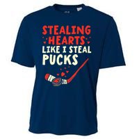 Stealing Heart Like I Steal Pucks Valentines Day Hockey Cooling Performance Crew T-Shirt