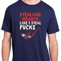 Stealing Heart Like I Steal Pucks Valentines Day Hockey Adult ChromaSoft Performance T-Shirt