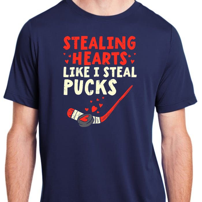 Stealing Heart Like I Steal Pucks Valentines Day Hockey Adult ChromaSoft Performance T-Shirt