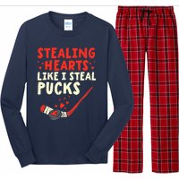 Stealing Heart Like I Steal Pucks Valentines Day Hockey Long Sleeve Pajama Set