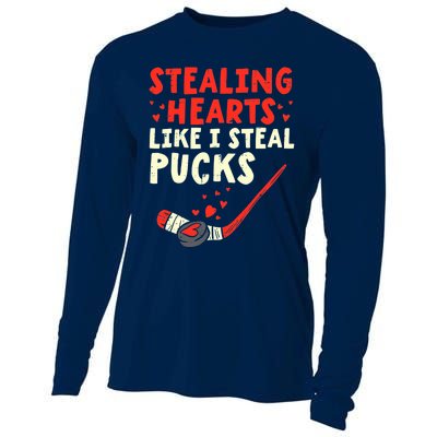 Stealing Heart Like I Steal Pucks Valentines Day Hockey Cooling Performance Long Sleeve Crew