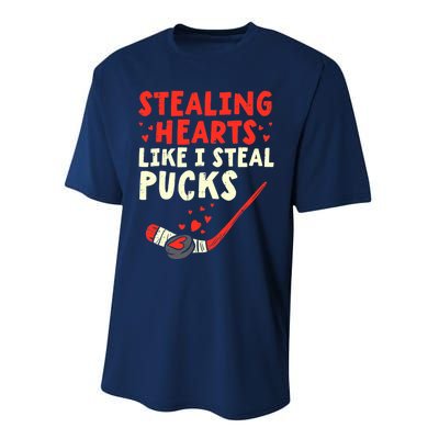 Stealing Heart Like I Steal Pucks Valentines Day Hockey Performance Sprint T-Shirt