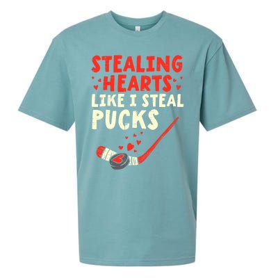 Stealing Heart Like I Steal Pucks Valentines Day Hockey Sueded Cloud Jersey T-Shirt