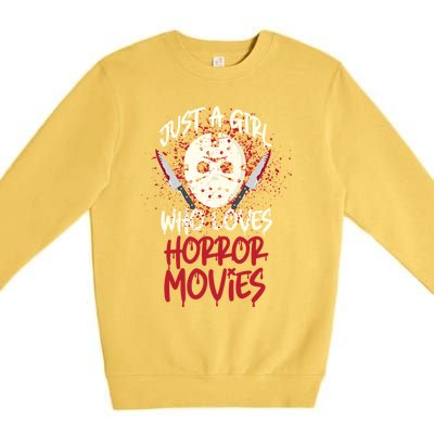 Scary Horror Movie Hockey Mask Just A Who Loves Cute Gift Premium Crewneck Sweatshirt