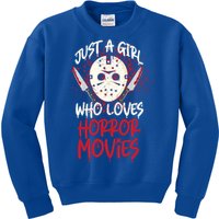 Scary Horror Movie Hockey Mask Just A Who Loves Cute Gift Kids Sweatshirt