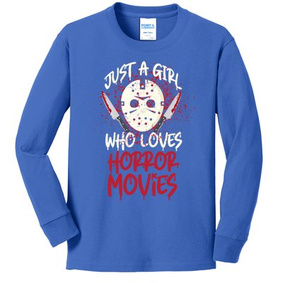 Scary Horror Movie Hockey Mask Just A Who Loves Cute Gift Kids Long Sleeve Shirt