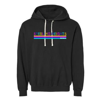 Sterling Heights Michigan Retro Garment-Dyed Fleece Hoodie