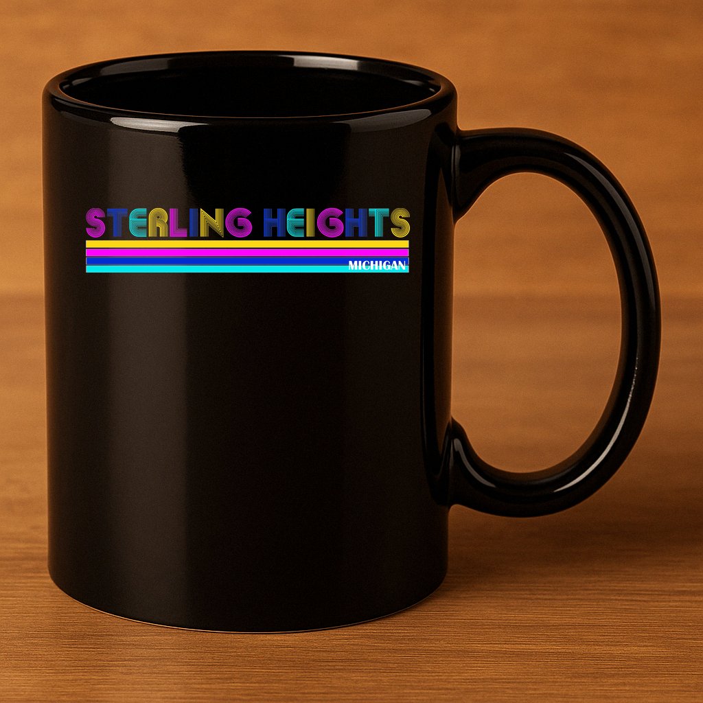 Sterling Heights Michigan Retro 11oz C Handle Ceramic Mug