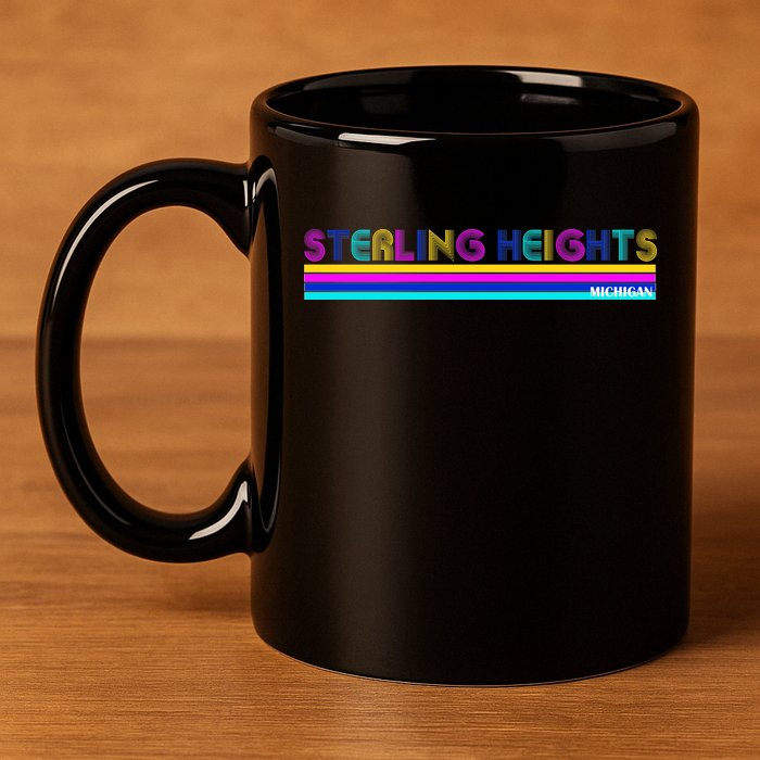 Sterling Heights Michigan Retro 11oz C Handle Ceramic Mug