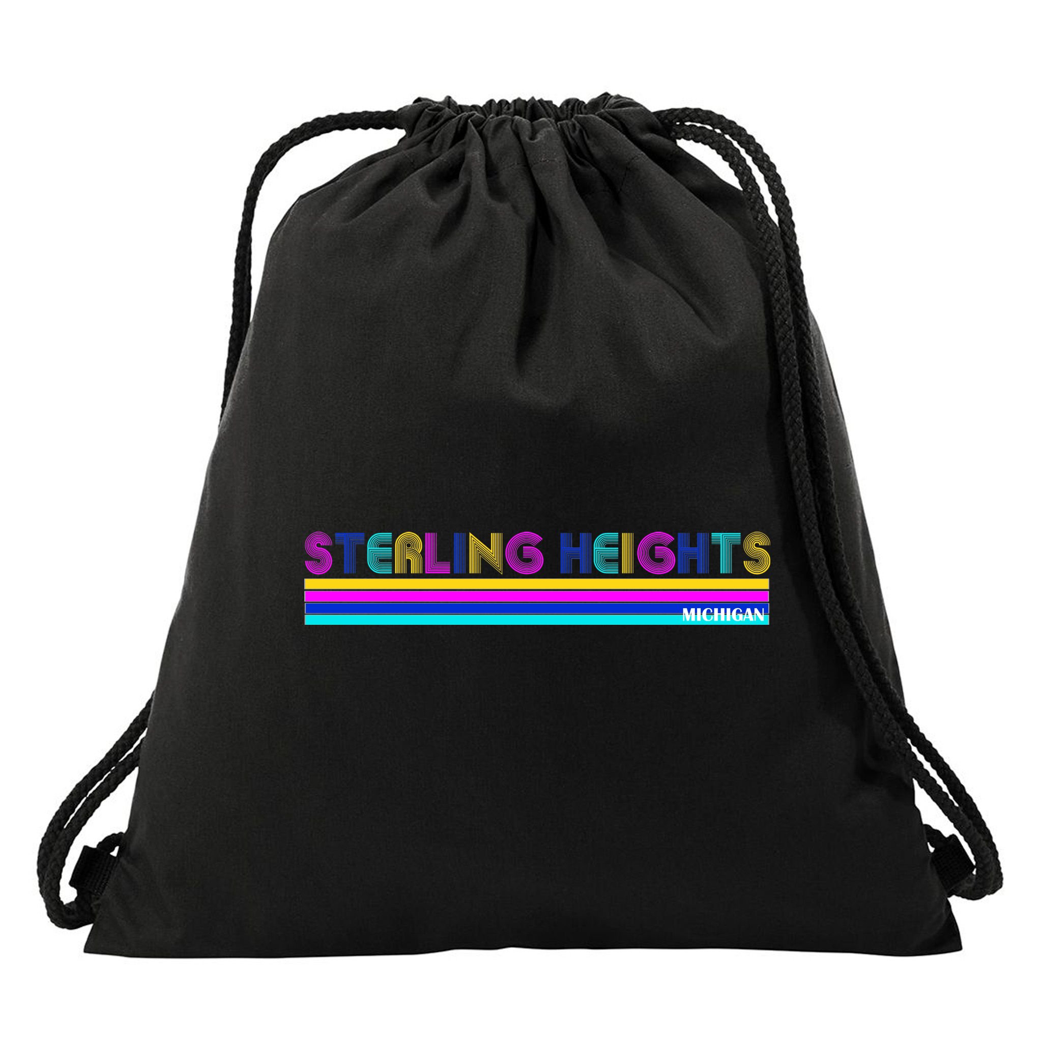 Sterling Heights Michigan Retro Drawstring Bag