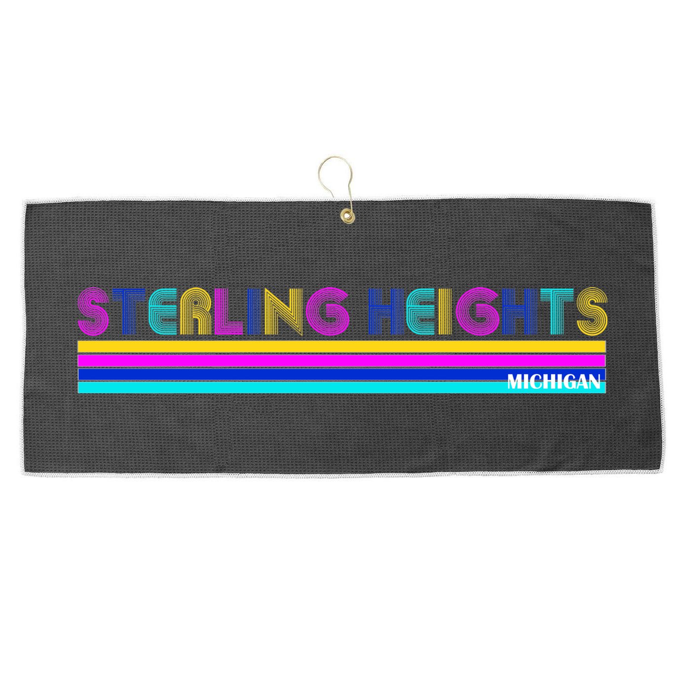 Sterling Heights Michigan Retro Large Microfiber Waffle Golf Towel